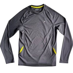 Active By Old Navy Mens Long Sleeve Performance Shirt Gray W/ Yellow Accents Siz